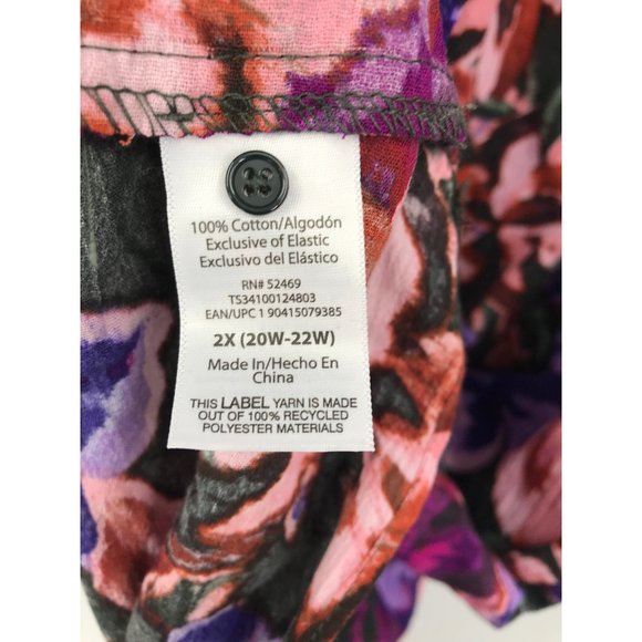 Terra & Sky Tiered Peasant Boho Smocked Midi Dress Purple Floral 2X NEW - Picture 5 of 6